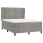 vidaXL Cama box spring con colchón terciopelo gris claro 140x190 cm