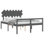 vidaXL Cama personas mayores cabecero madera maciza gris 140x190 cm vidaXL Cama personas mayores cabecero madera maciza gris 140x190 cm