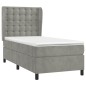 vidaXL Cama box spring con colchón terciopelo gris claro 90x190 cm vidaXL Cama box spring con colchón terciopelo gris claro 90x190 cm