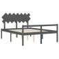 vidaXL Cama personas mayores cabecero madera maciza gris 140x190 cm vidaXL Cama personas mayores cabecero madera maciza gris 140x190 cm