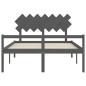 vidaXL Cama personas mayores cabecero madera maciza gris 140x190 cm vidaXL Cama personas mayores cabecero madera maciza gris 140x190 cm