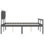 vidaXL Cama personas mayores cabecero madera maciza gris 140x190 cm vidaXL Cama personas mayores cabecero madera maciza gris 140x190 cm