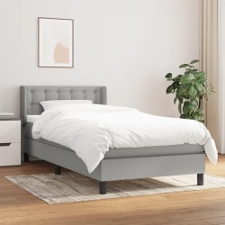 vidaXL Cama box spring con colchón tela gris claro 90x190 cm