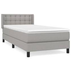 vidaXL Cama box spring con colchón tela gris claro 90x200 cm