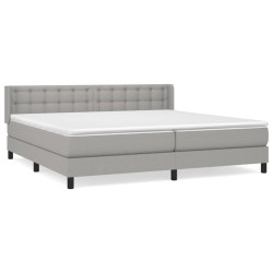 vidaXL Cama box spring con colchón tela gris claro 200x200 cm