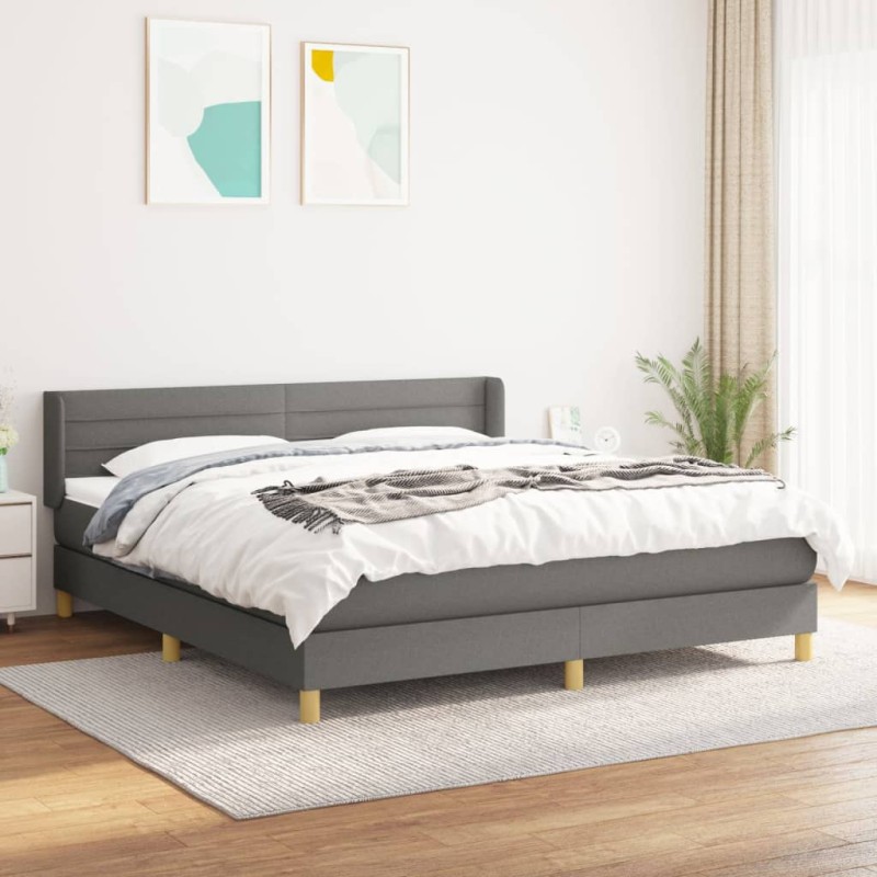 vidaXL Cama box spring con colchón tela gris oscuro 180x200 cm vidaXL Cama box spring con colchón tela gris oscuro 180x200 cm