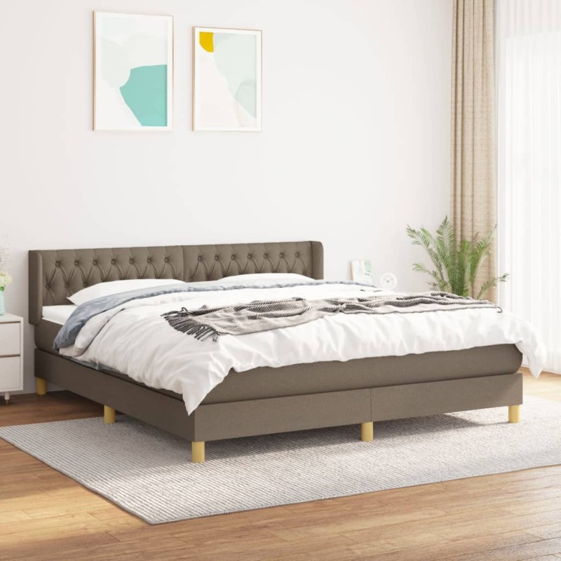 vidaXL Cama box spring con colchón tela gris taupe 180x200 cm vidaXL Cama box spring con colchón tela gris taupe 180x200 cm