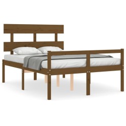 vidaXL Cama para personas mayores cabecero madera maciza marrón miel