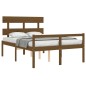 vidaXL Cama para personas mayores cabecero madera maciza marrón miel vidaXL Cama para personas mayores cabecero madera maciza marrón miel