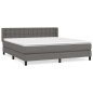 vidaXL Cama box spring con colchón cuero sintético gris 160x200 cm vidaXL Cama box spring con colchón cuero sintético gris 160x200 cm