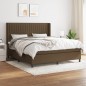 vidaXL Cama box spring con colchón tela marrón oscuro 180x200 cm
