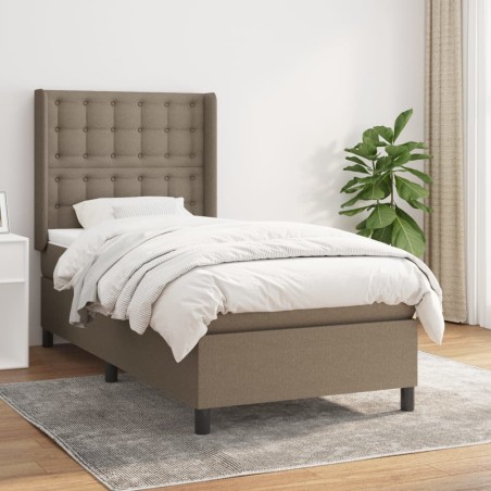 vidaXL Cama box spring con colchón tela gris taupe 90x190 cm