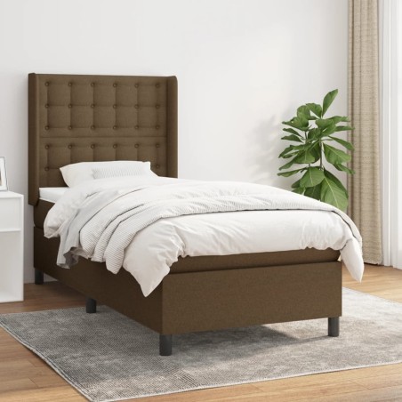 vidaXL Cama box spring con colchón tela marrón oscuro 80x200 cm