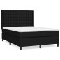 vidaXL Cama box spring con colchón tela negro 140x200 cm vidaXL Cama box spring con colchón tela negro 140x200 cm