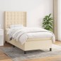 vidaXL Cama box spring con colchón tela color crema 100x200 cm vidaXL Cama box spring con colchón tela color crema 100x200 cm