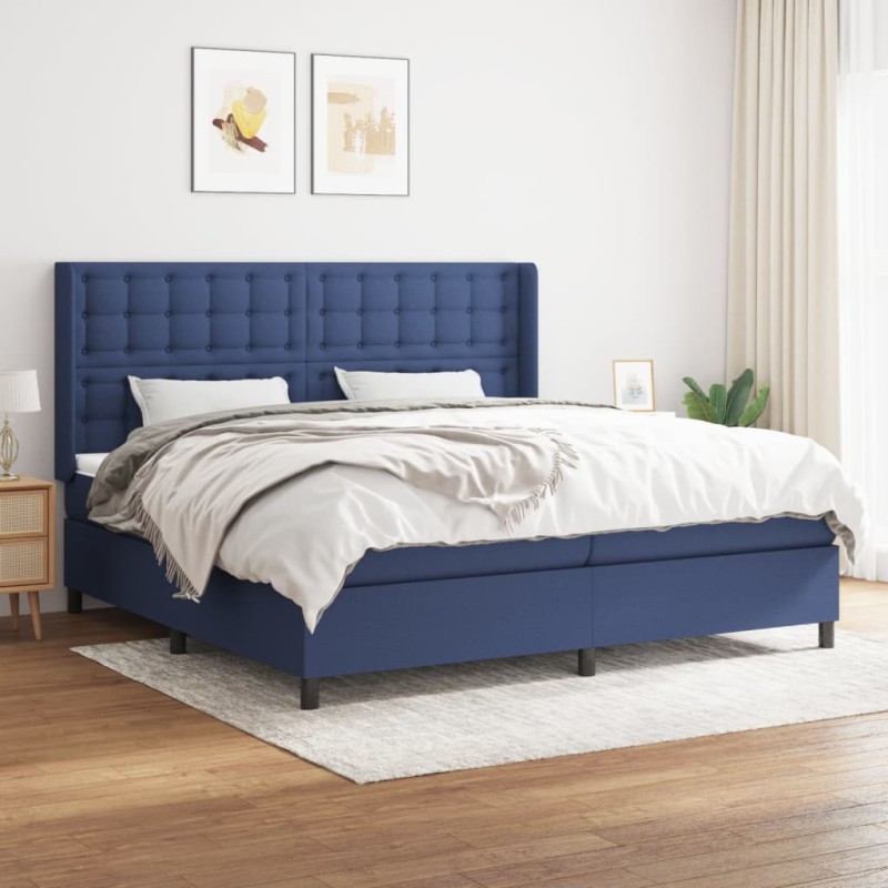 vidaXL Cama box spring con colchón tela azul 200x200 cm vidaXL Cama box spring con colchón tela azul 200x200 cm