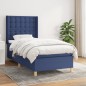 vidaXL Cama box spring con colchón tela azul 90x200 cm vidaXL Cama box spring con colchón tela azul 90x200 cm
