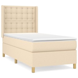 vidaXL Cama box spring con colchón tela color crema 80x200 cm