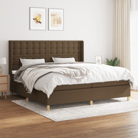 vidaXL Cama box spring con colchón tela marrón oscuro 200x200 cm