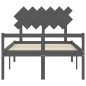 vidaXL Cama para personas mayores con cabecero madera maciza gris