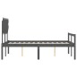 vidaXL Cama para personas mayores con cabecero madera maciza gris