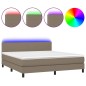 vidaXL Cama box spring con colchón LED tela gris taupe 160x200 cm vidaXL Cama box spring con colchón LED tela gris taupe 160x200 cm