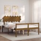 vidaXL Cama personas mayores cabecero madera marrón miel 140x200 cm vidaXL Cama personas mayores cabecero madera marrón miel 140x200 cm