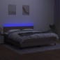 vidaXL Cama box spring con colchón LED tela gris taupe 160x200 cm vidaXL Cama box spring con colchón LED tela gris taupe 160x200 cm