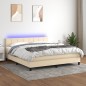 vidaXL Cama box spring colchón y luces LED tela crema 160x200 cm vidaXL Cama box spring colchón y luces LED tela crema 160x200 cm