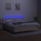 vidaXL Cama box spring colchón y luces LED tela crema 160x200 cm vidaXL Cama box spring colchón y luces LED tela crema 160x200 cm