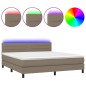 vidaXL Cama box spring colchón y luces LED tela gris taupe 180x200 cm vidaXL Cama box spring colchón y luces LED tela gris taupe 180x200 cm