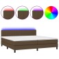 vidaXL Cama box spring colchón luces LED tela marrón oscuro 200x200 cm vidaXL Cama box spring colchón luces LED tela marrón oscuro 200x200 cm