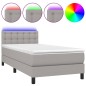 vidaXL Cama box spring colchón y luces LED tela gris claro 90x190 cm