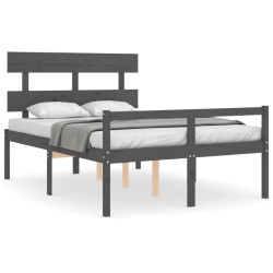 vidaXL Cama personas mayores cabecero madera maciza gris 120x200 cm