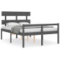 vidaXL Cama personas mayores cabecero madera maciza gris 120x200 cm vidaXL Cama personas mayores cabecero madera maciza gris 120x200 cm