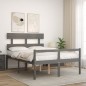 vidaXL Cama personas mayores cabecero madera maciza gris 120x200 cm vidaXL Cama personas mayores cabecero madera maciza gris 120x200 cm