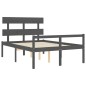 vidaXL Cama personas mayores cabecero madera maciza gris 120x200 cm vidaXL Cama personas mayores cabecero madera maciza gris 120x200 cm