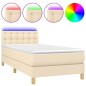 vidaXL Cama box spring con colchón y LED tela crema 90x200 cm vidaXL Cama box spring con colchón y LED tela crema 90x200 cm