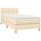 vidaXL Cama box spring con colchón y LED tela crema 90x200 cm vidaXL Cama box spring con colchón y LED tela crema 90x200 cm