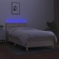 vidaXL Cama box spring con colchón y LED tela crema 90x200 cm vidaXL Cama box spring con colchón y LED tela crema 90x200 cm