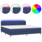 vidaXL Cama box spring con colchón y LED tela azul 200x200 cm vidaXL Cama box spring con colchón y LED tela azul 200x200 cm