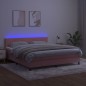 vidaXL Cama box spring colchón y LED terciopelo rosa 160x200 cm vidaXL Cama box spring colchón y LED terciopelo rosa 160x200 cm