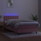 vidaXL Cama box spring colchón y LED terciopelo rosa 90x200 cm vidaXL Cama box spring colchón y LED terciopelo rosa 90x200 cm