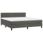 vidaXL Cama box spring colchón y LED terciopelo gris oscuro 180x200 cm vidaXL Cama box spring colchón y LED terciopelo gris oscuro 180x200 cm