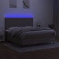 vidaXL Cama box spring colchón y luces LED tela gris taupe 180x200 cm vidaXL Cama box spring colchón y luces LED tela gris taupe 180x200 cm
