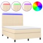 vidaXL Cama box spring colchón y luces LED tela crema 140x200 cm vidaXL Cama box spring colchón y luces LED tela crema 140x200 cm