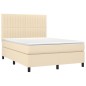vidaXL Cama box spring colchón y luces LED tela crema 140x200 cm vidaXL Cama box spring colchón y luces LED tela crema 140x200 cm