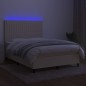 vidaXL Cama box spring colchón y luces LED tela crema 140x200 cm vidaXL Cama box spring colchón y luces LED tela crema 140x200 cm