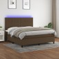 vidaXL Cama box spring colchón luces LED tela marrón oscuro 180x200cm vidaXL Cama box spring colchón luces LED tela marrón oscuro 180x200cm