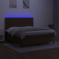 vidaXL Cama box spring colchón luces LED tela marrón oscuro 180x200cm vidaXL Cama box spring colchón luces LED tela marrón oscuro 180x200cm